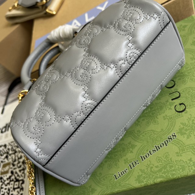 Gucci官網2022新款壓花G全皮女包 古馳G Gmatelassé皮革鏈條肩背包702251 gqy4634